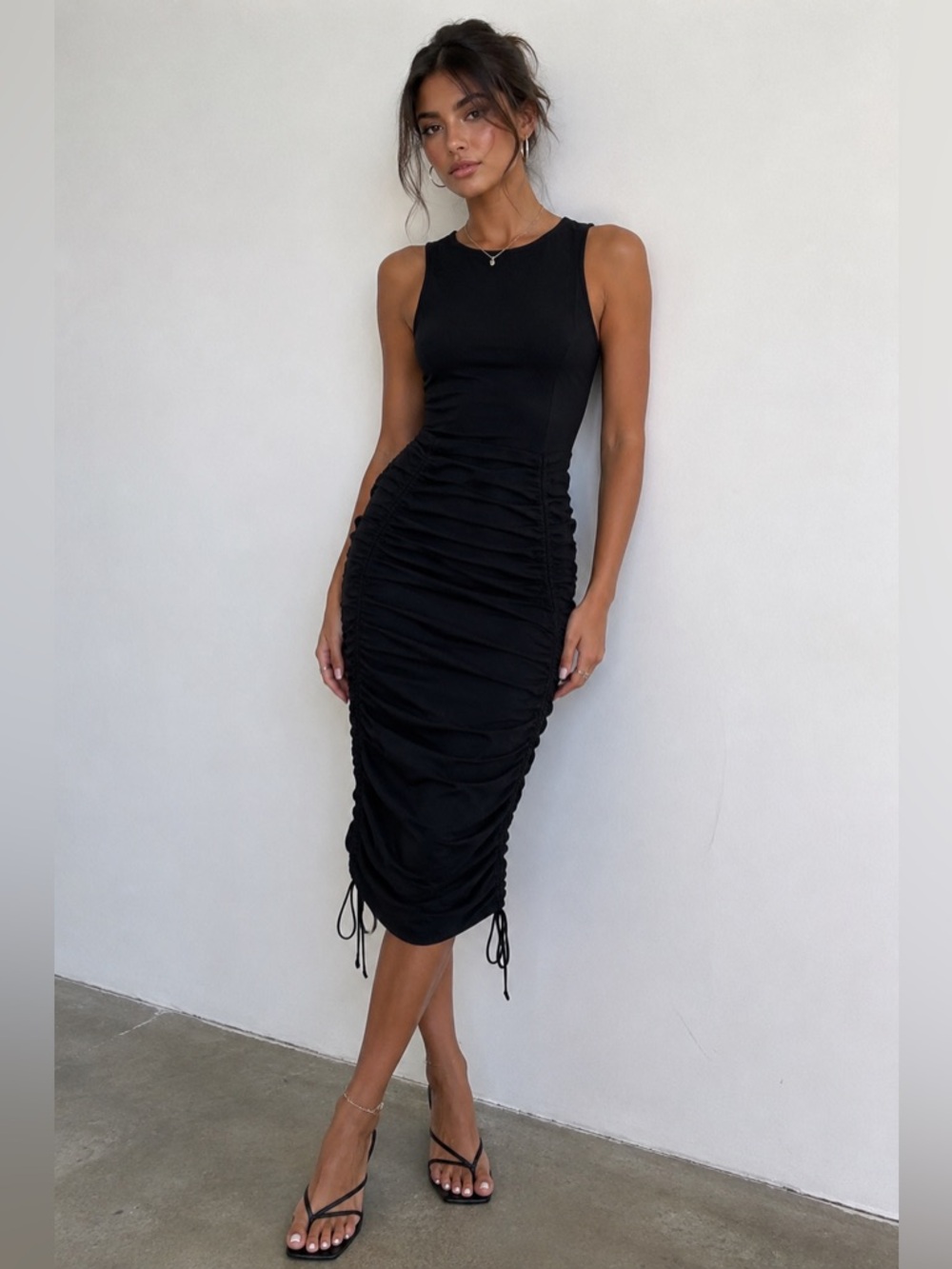 Tiger Mist Black Ruched Bodycon Mini Dress NWT Small